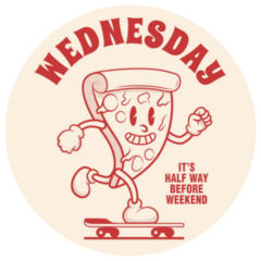 Wednesday Pizza Mascot Vintage Sticker