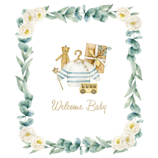 Welcome Baby Eucalyptus Sticker