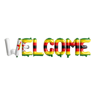 Welcome Letter Balloons Zimbabwe Flag Sticker
