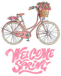 Welcome Spring Pink Bicycle Sticker
