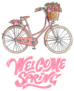 Welcome Spring Pink Bicycle Sticker