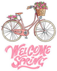 Welcome Spring Pink Bicycle Sticker