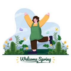 Welcome Spring, Woman Dancing In Garden Sticker