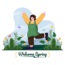 Welcome Spring, Woman Dancing In Garden Sticker