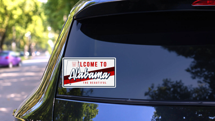 Welcome To Alabama The Beautiful Sticker on a Rear Car Window (New) example