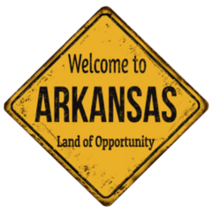 Welcome To Arkansas Land Of Opportunity Yellow Sign Sticker