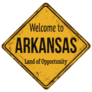 Welcome To Arkansas Land Of Opportunity Yellow Sign Sticker