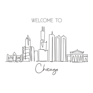 Welcome To Chicago Illinois State Skyline Lettering Sticker