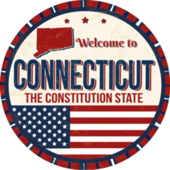Welcome To Connecticut American Flag Sticker