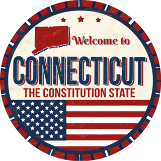 Welcome To Connecticut American Flag Sticker