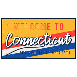 Welcome To Connecticut Yellow Rust Sign Sticker