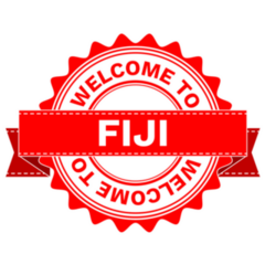 Welcome To Country Fiji Red Round Label Sticker