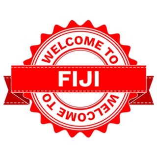 Welcome To Country Fiji Red Round Label Sticker