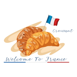 Welcome To France Croissant Illustration Sticker