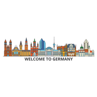 Welcome To Germany Lettering Cityscape Sticker