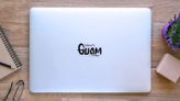 Welcome To Guam Handwritten Sticker on a Laptop (New) example