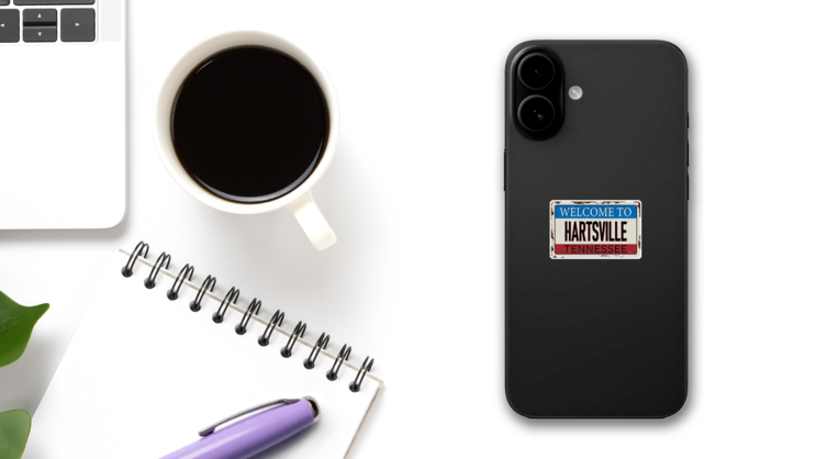 Welcome To Hartsville Tennessee Vintage Sticker on a Phone (New) example