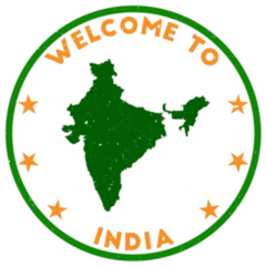 Welcome To India Stamp Circle Sticker