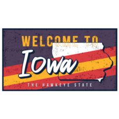 Welcome To Iowa Red Yellow Sign Sticker