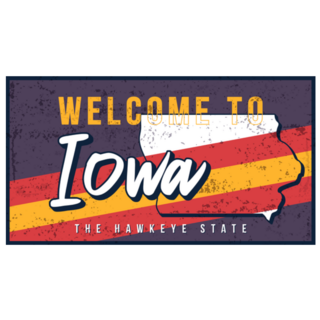 Welcome To Iowa Red Yellow Sign Sticker