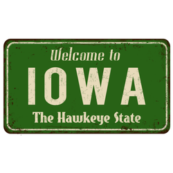Welcome To Iowa Vintage License Plate Sign Sticker