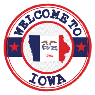 Welcome To Iowa With Map Outline Sticker
