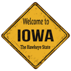 Welcome To Iowa Yellow Diamond Sign Sticker
