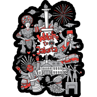 Welcome To Jakarta Indonesia Cartoon Sticker