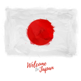 Welcome To Japan Lettering Flag Sticker