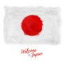 Welcome To Japan Lettering Flag Sticker