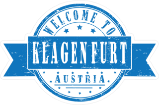 Welcome To Klagenfurt, Austria Ribbon Stamp Sticker
