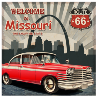 Welcome To Missouri Retro Car Poster Sticker