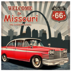 Welcome To Missouri Retro Car Poster Sticker