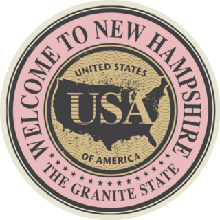 Welcome To New Hampshire Aged Pink And Yellow Sticker