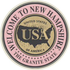 Welcome To New Hampshire Aged Pink And Yellow Sticker