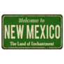 Welcome To New Mexico Green Rusty Metal Sign Sticker