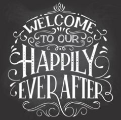 Welcome To Our Happily Ever After Chalkboard Sticker