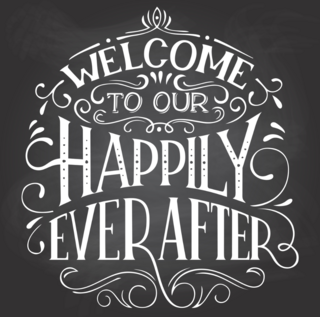 Welcome To Our Happily Ever After Chalkboard Sticker
