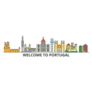 Welcome To Portugal Outline Skyline Sticker