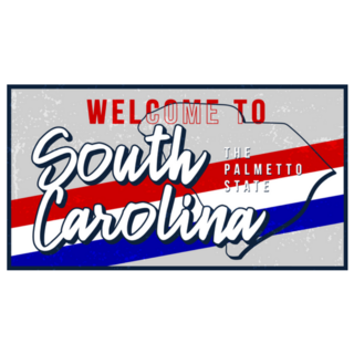 Welcome To South Carolina Red Blue Stripes Sticker