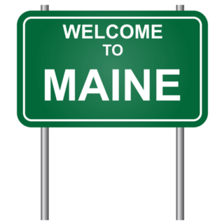 Welcome To State Of Maine Green Sign Sticker
