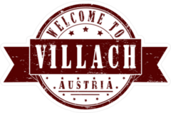 Welcome To Villach Austria Brown Ribbon Stamp Sticker