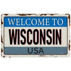 Welcome To Wisconsin Vintage Sign In Blue Sticker