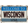 Welcome To Wisconsin Vintage Sign In Blue Sticker