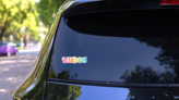 Wellbeing Typography Sticker on a Rear Car Window (New) example