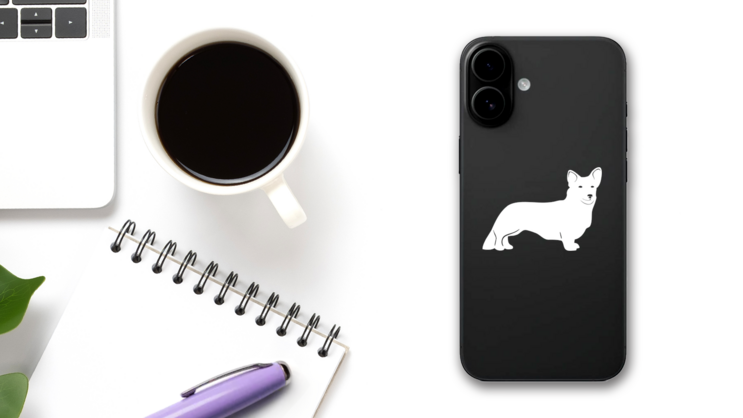 Welsh Corgi Dog Sticker on a Phone (New) example