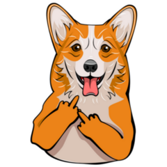 Welsh Corgi Middle Finger Sticker