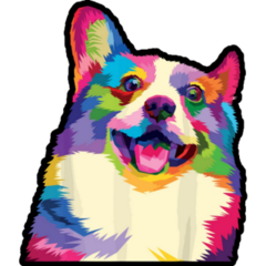 Welsh Corgi Rainbow Sticker