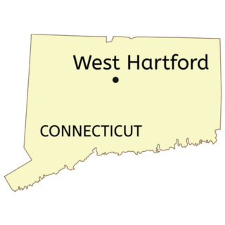 West Hartford Town Location On Connecticut Map Sticker
