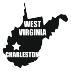 West Virginia Charleston Lettering Map Sticker